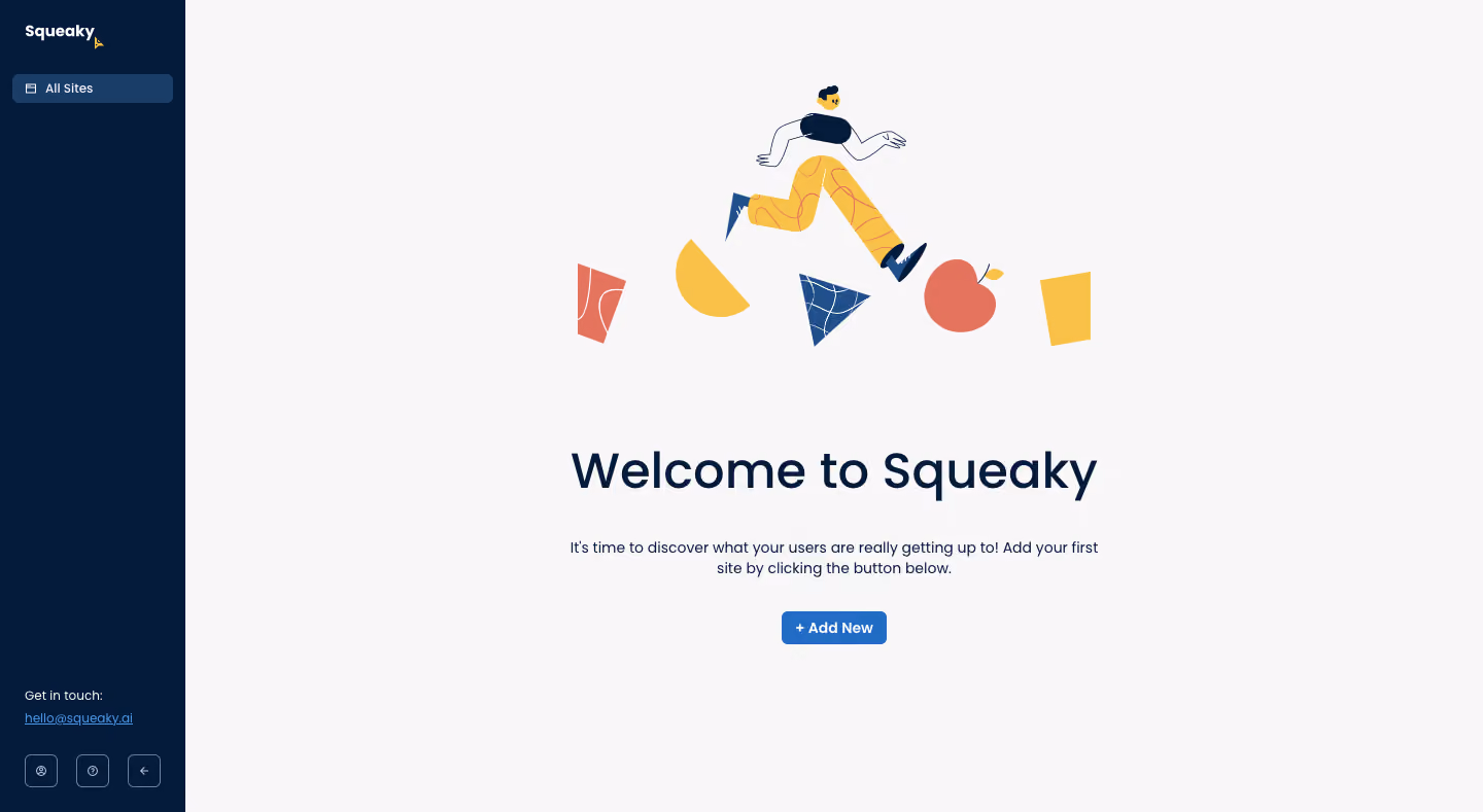 Squeaky Welcome screen