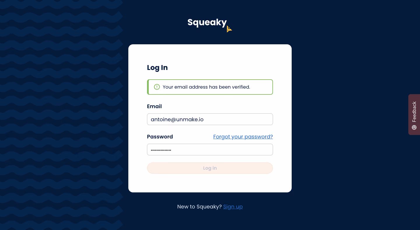 Squeaky Email verified