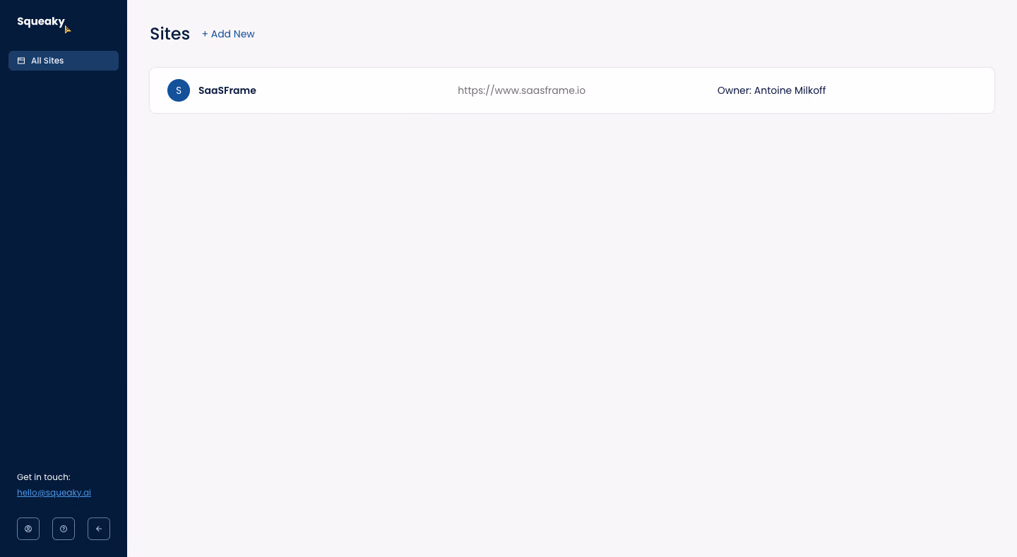 Squeaky Website set up