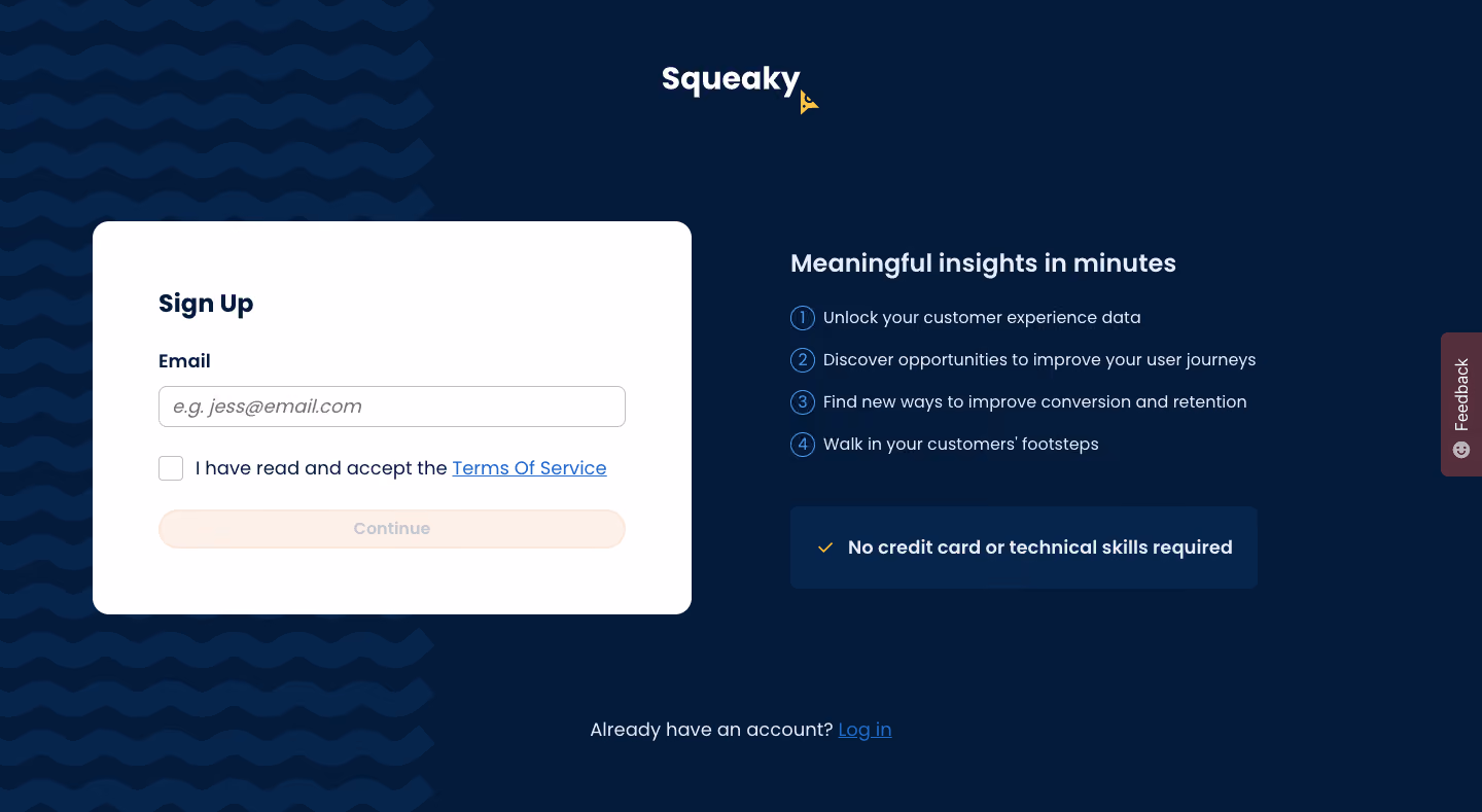 Squeaky Sign up