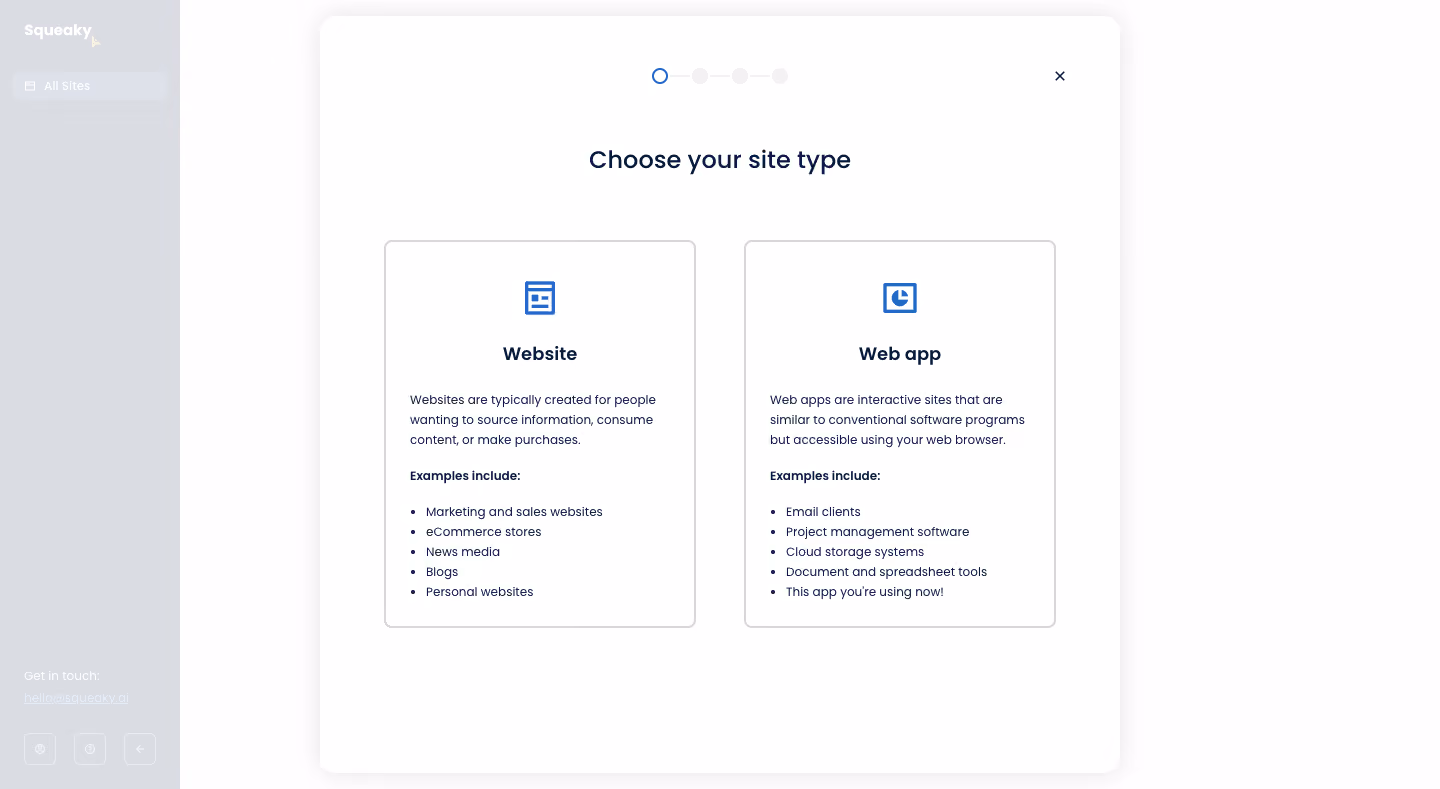 Squeaky Website set up