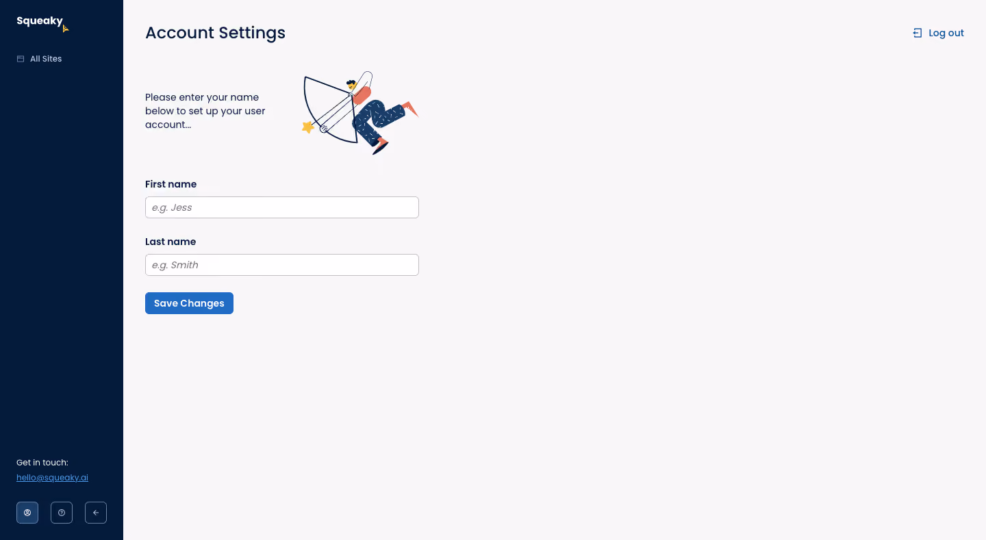Squeaky Account settings