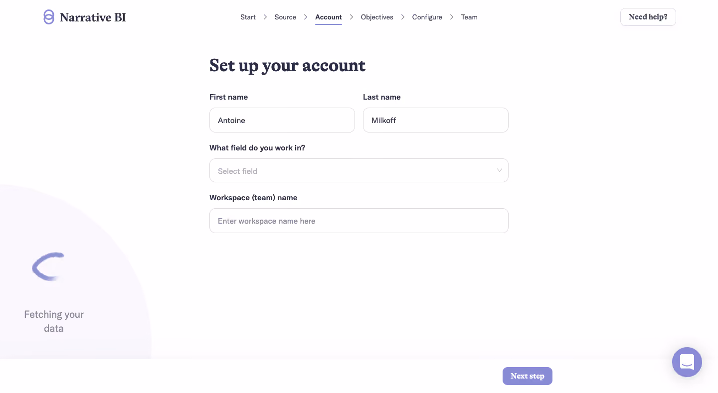Narrative BI User Onboarding