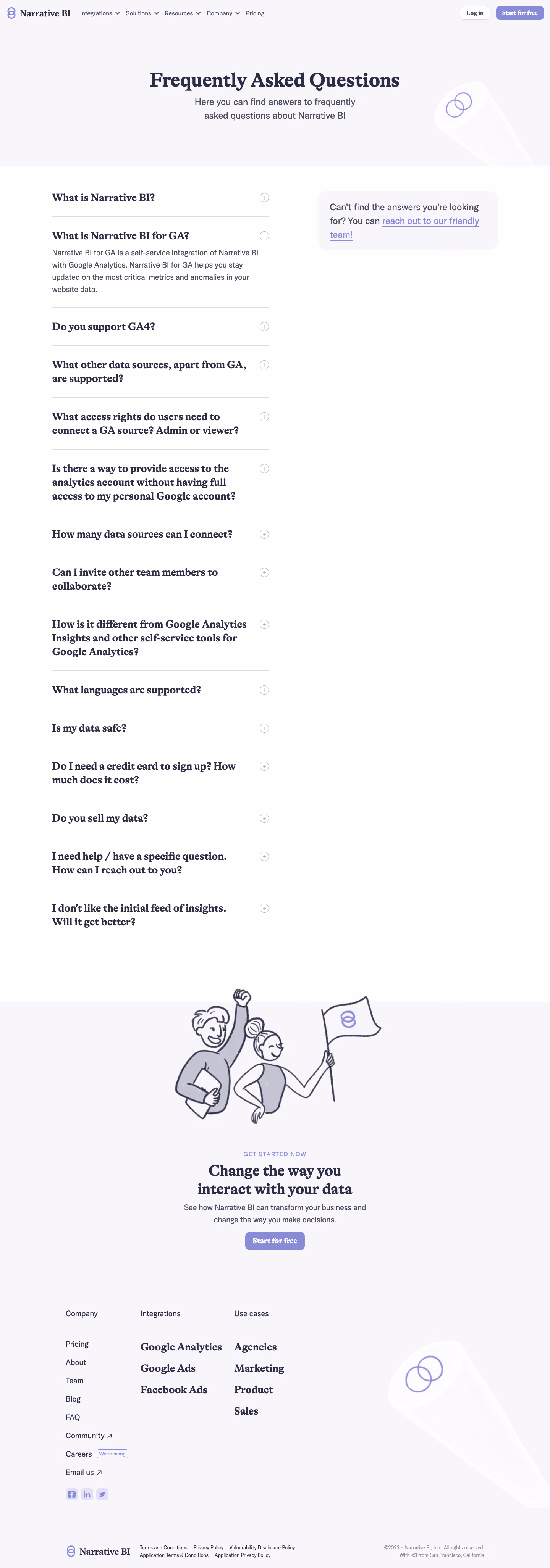 Narrative BI FAQ