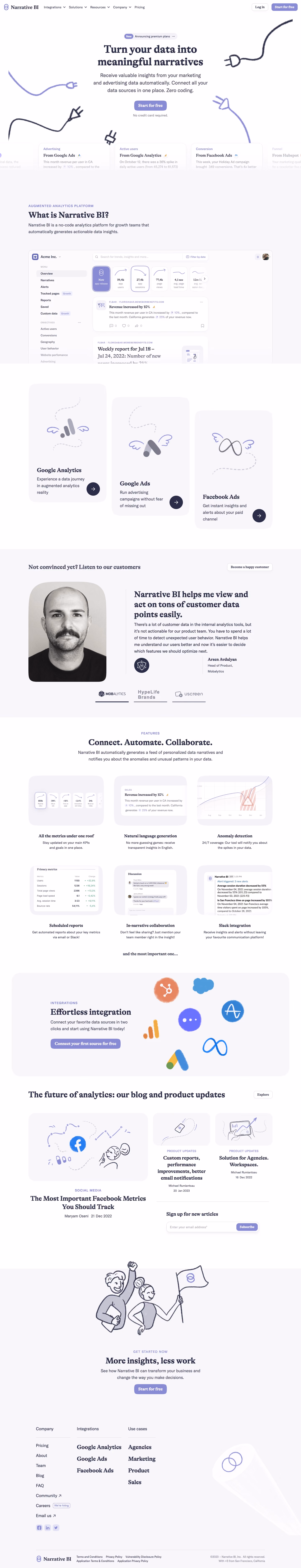 Narrative BI Landing Page