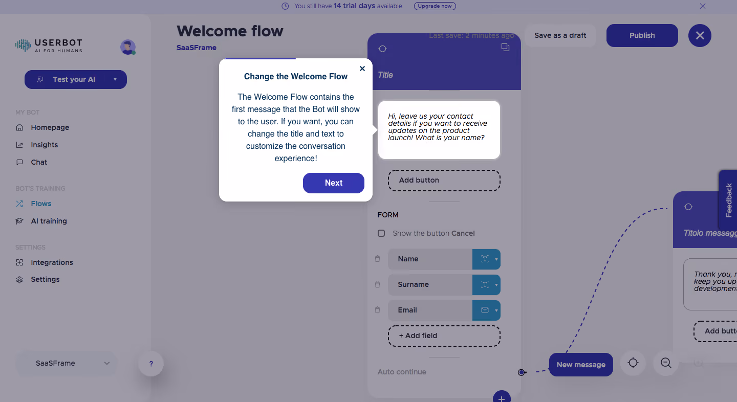 Userbot User Onboarding
