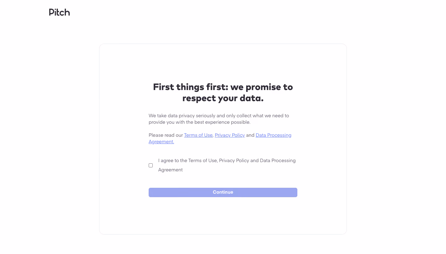Pitch Sign Up Flow