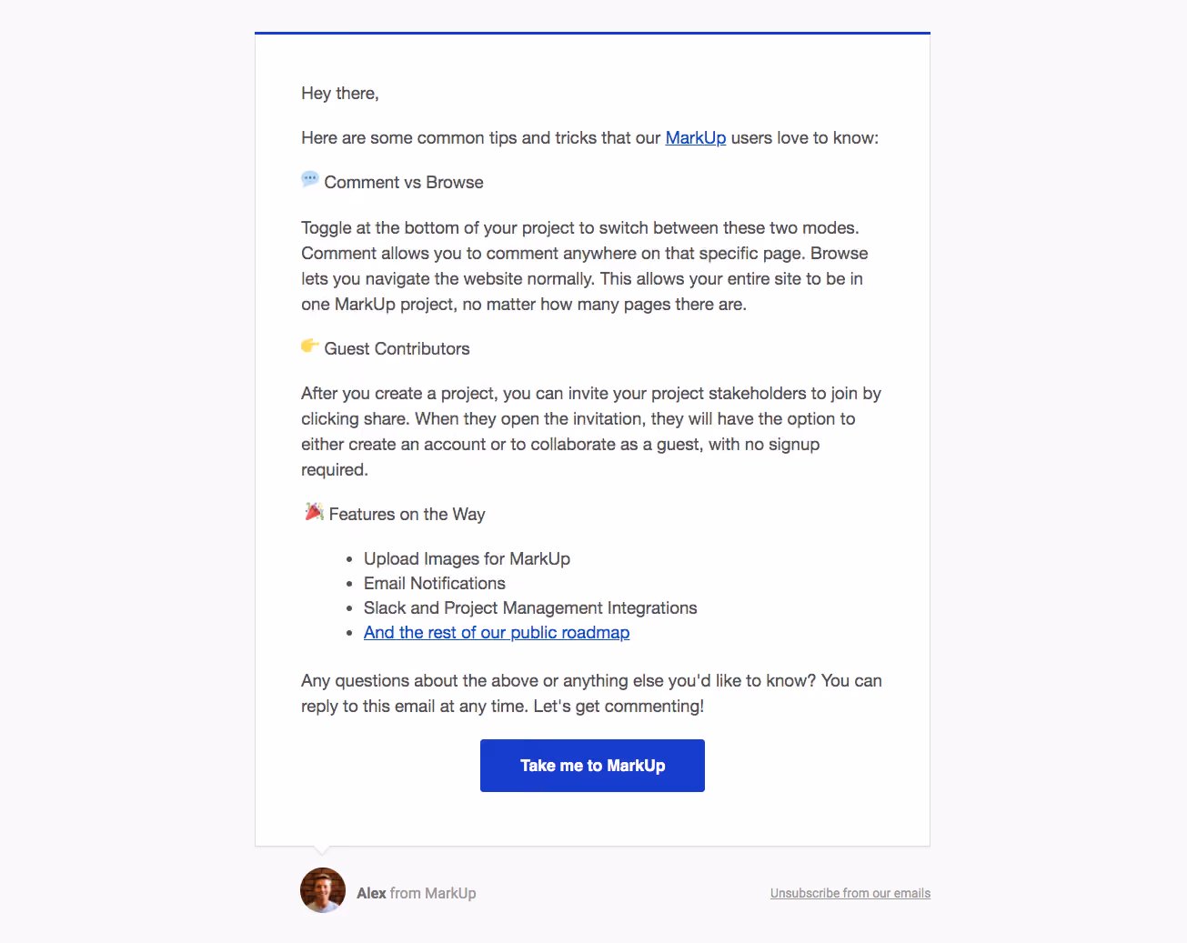MarkUp Onboarding Emails