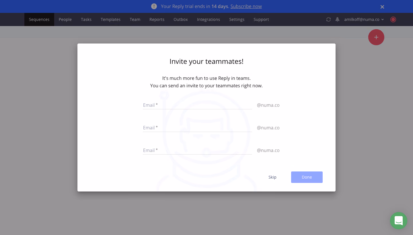 Reply Sign Up Flow