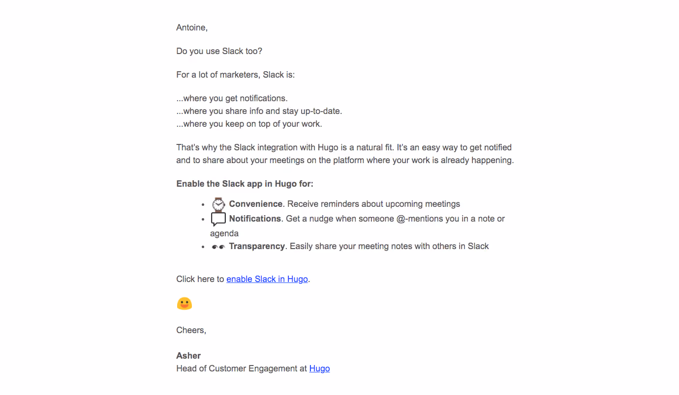 Hugo Onboarding Emails