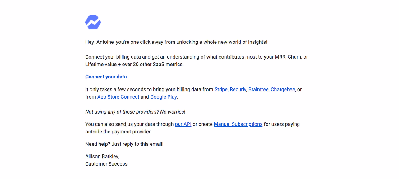 Baremetrics Activation Emails