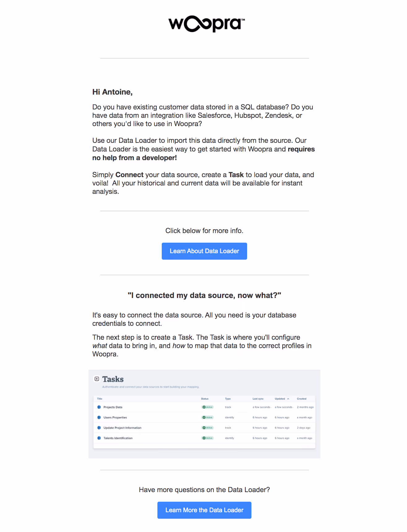 Woopra Onboarding Emails