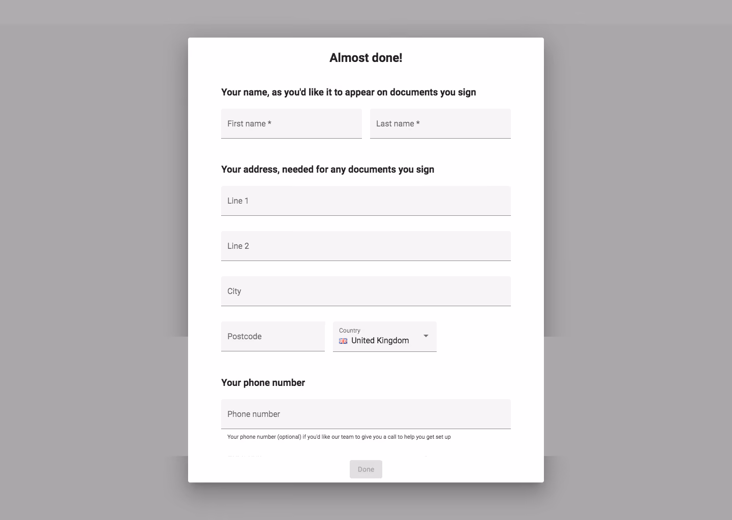 SeedLegals Sign Up Flow