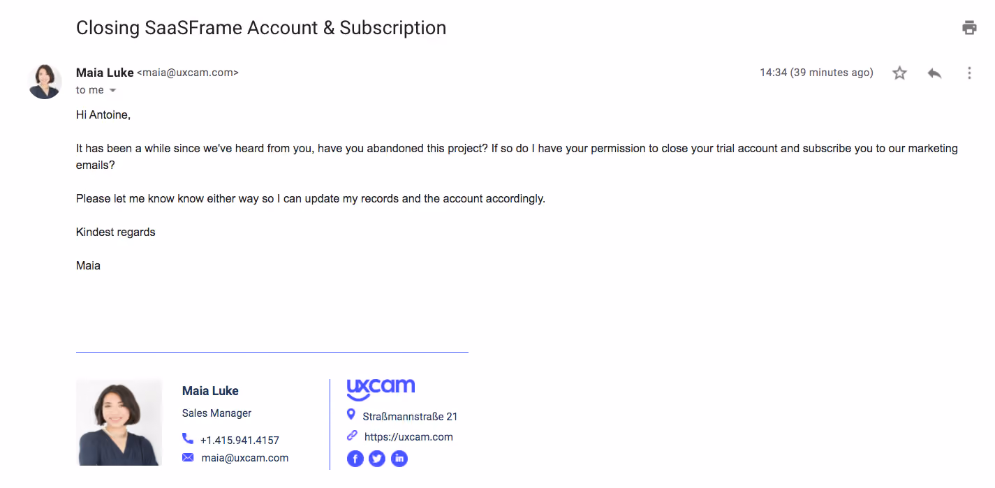 UXCam Free Trial Emails
