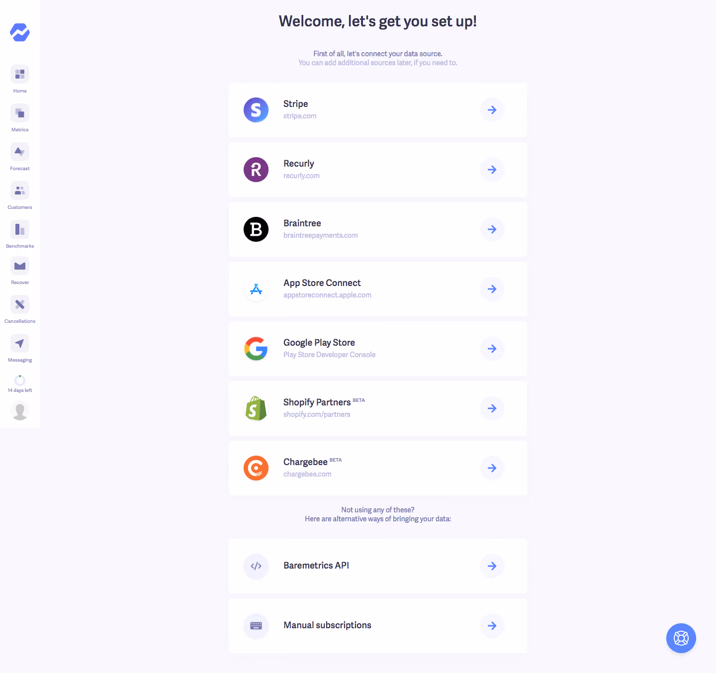Baremetrics Sign Up Flow