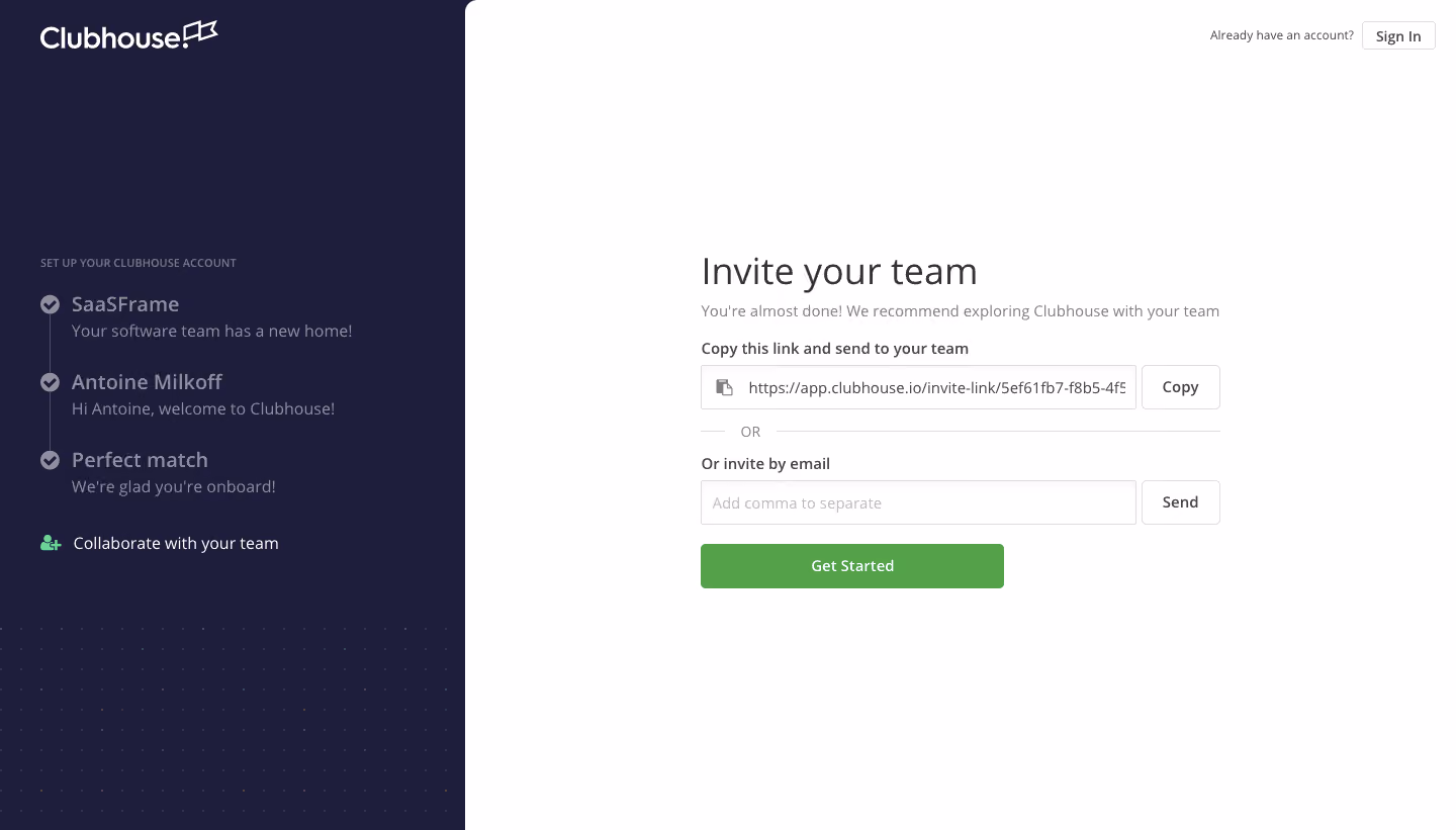 Shortcut Invite Team Members