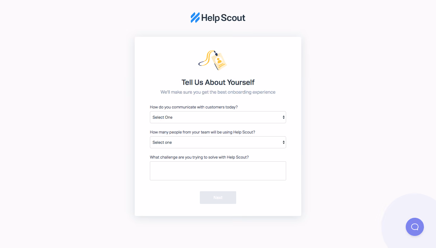 Help Scout Sign Up Flow