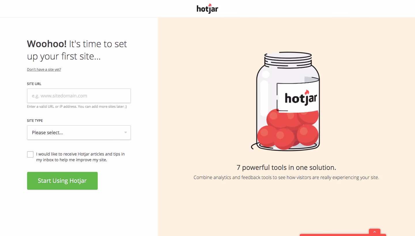 Hotjar Sign Up Flow