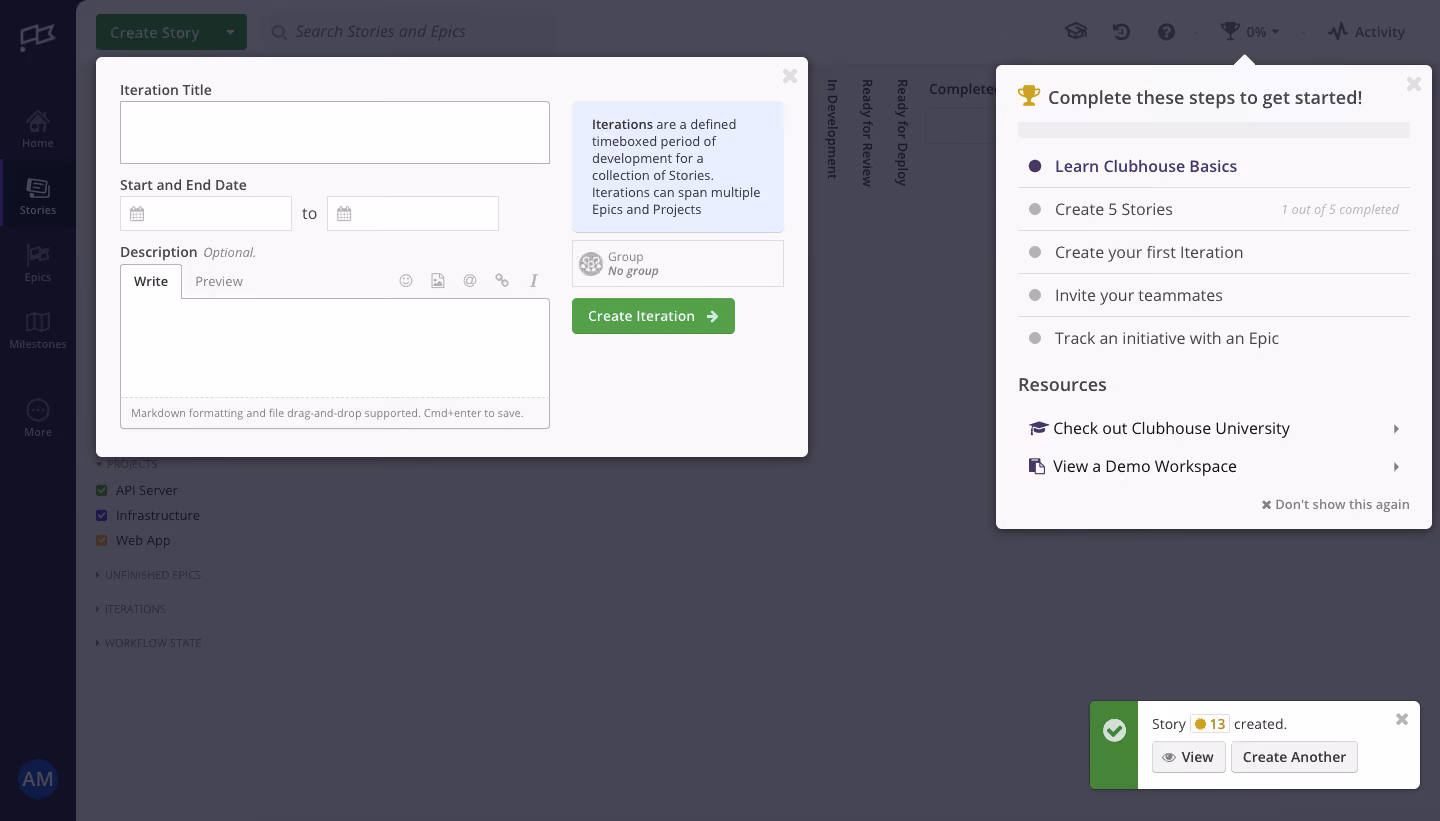 Shortcut lubhouse User Onboarding