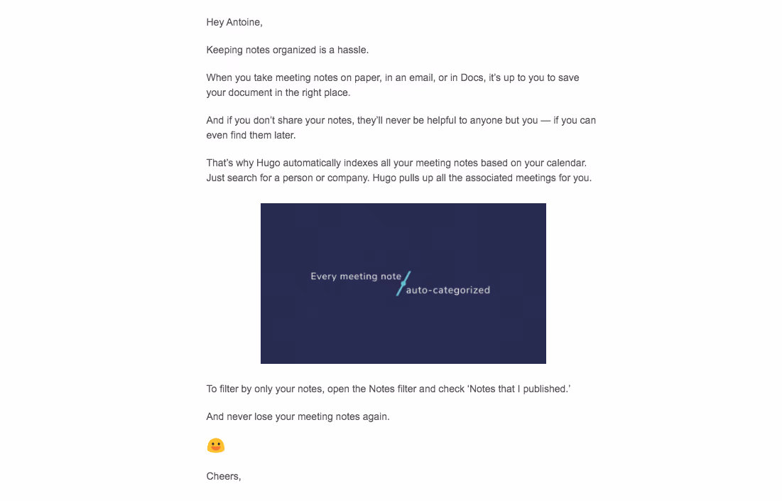 Hugo Onboarding Emails