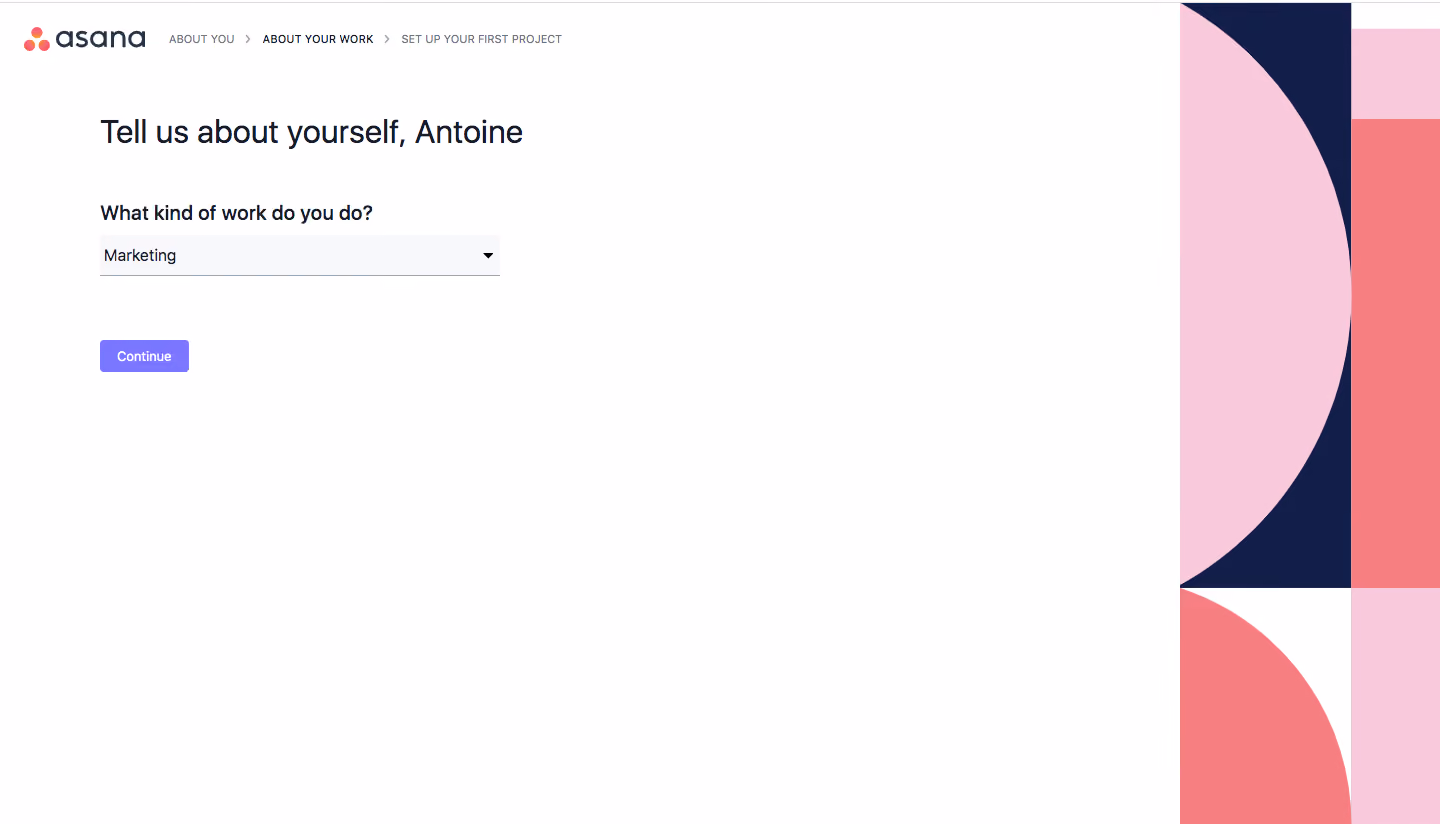 Asana Sign Up Flow
