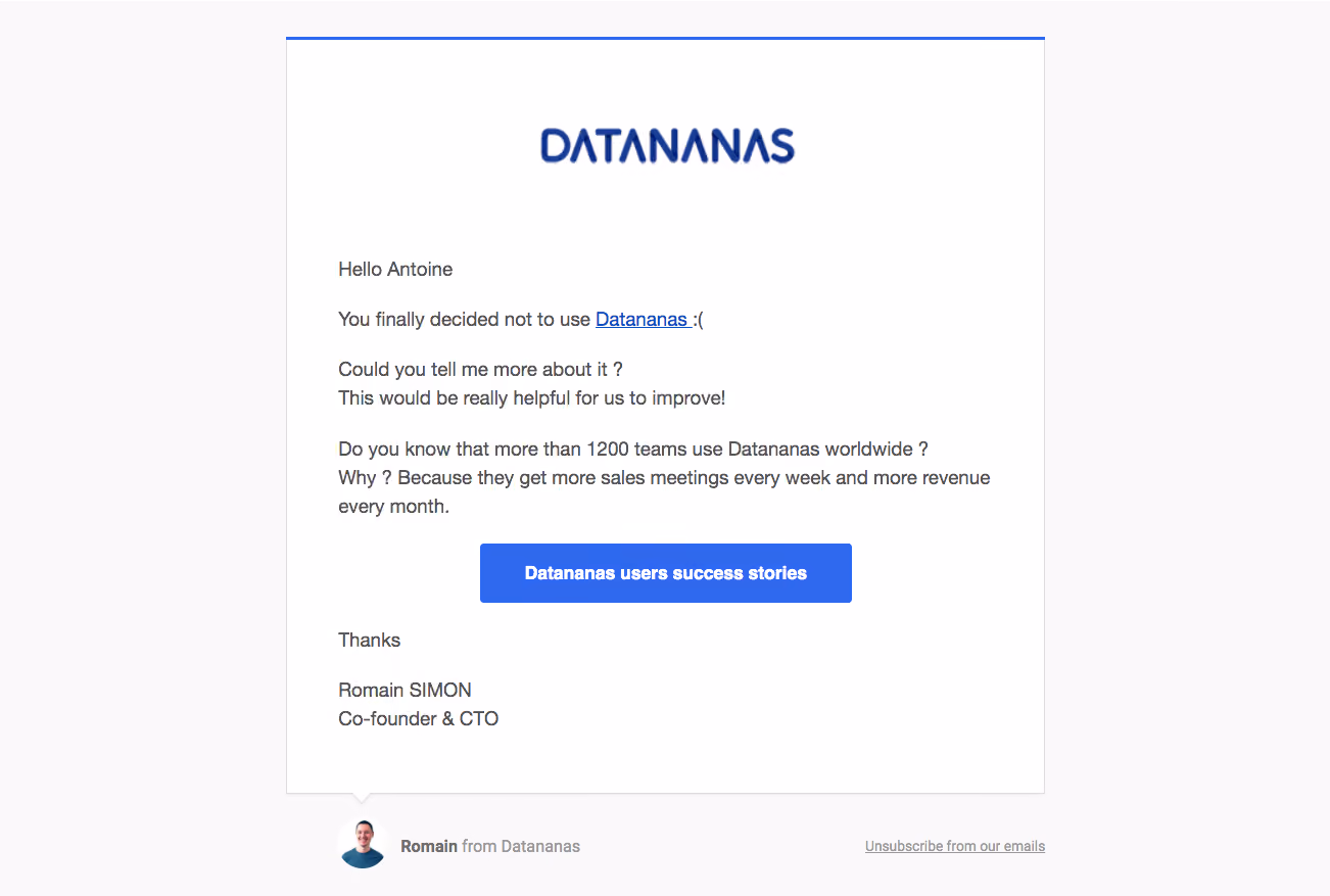 Datananas Free Trial Emails