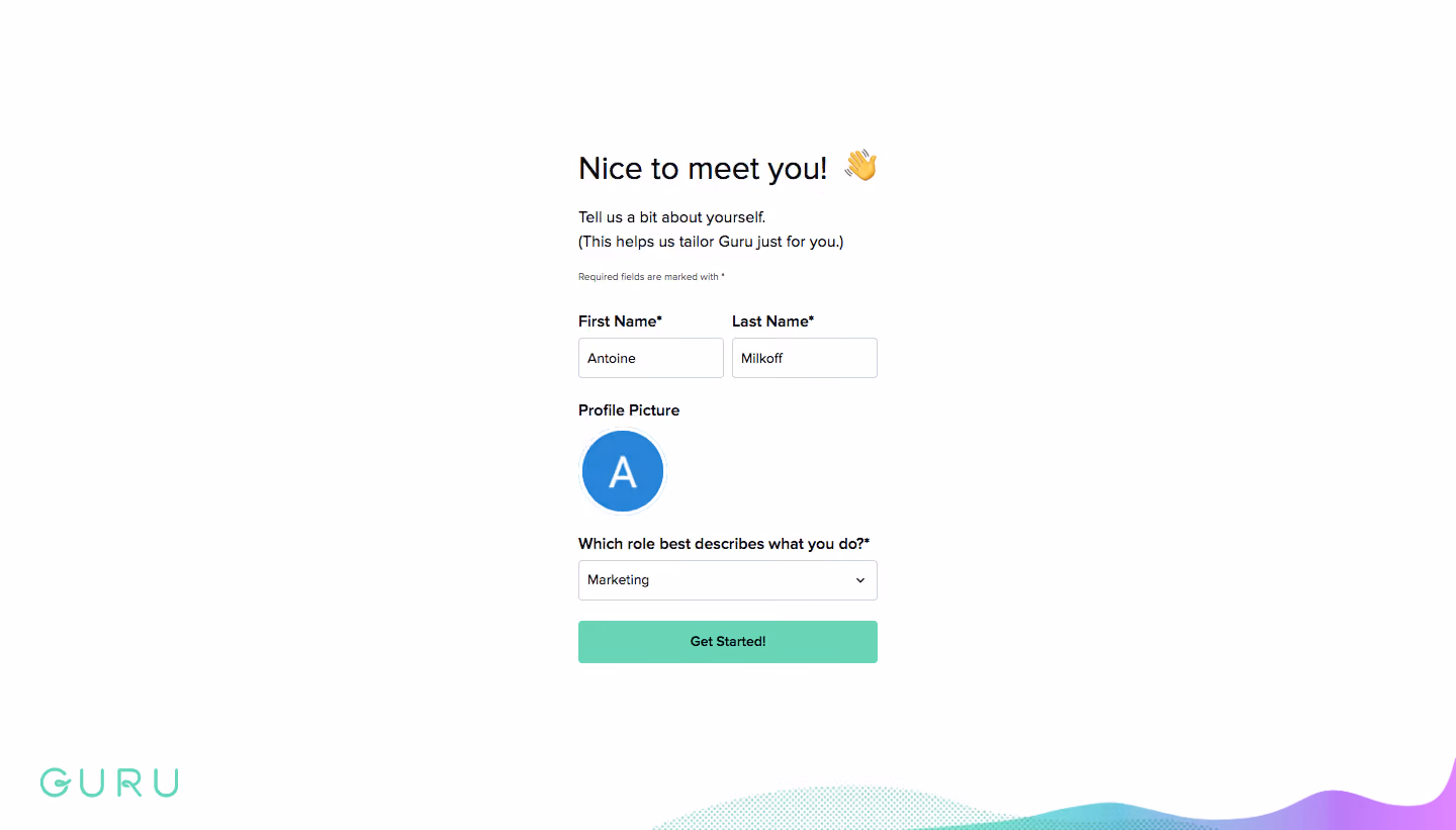 Guru Sign Up Flow