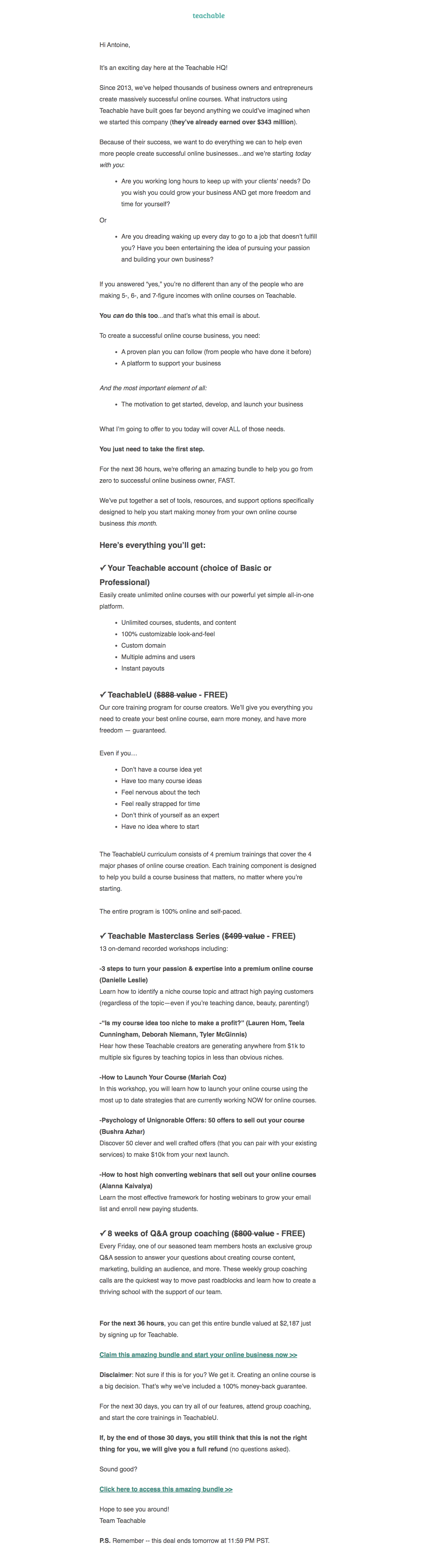 Teachable Onboarding Email Flow