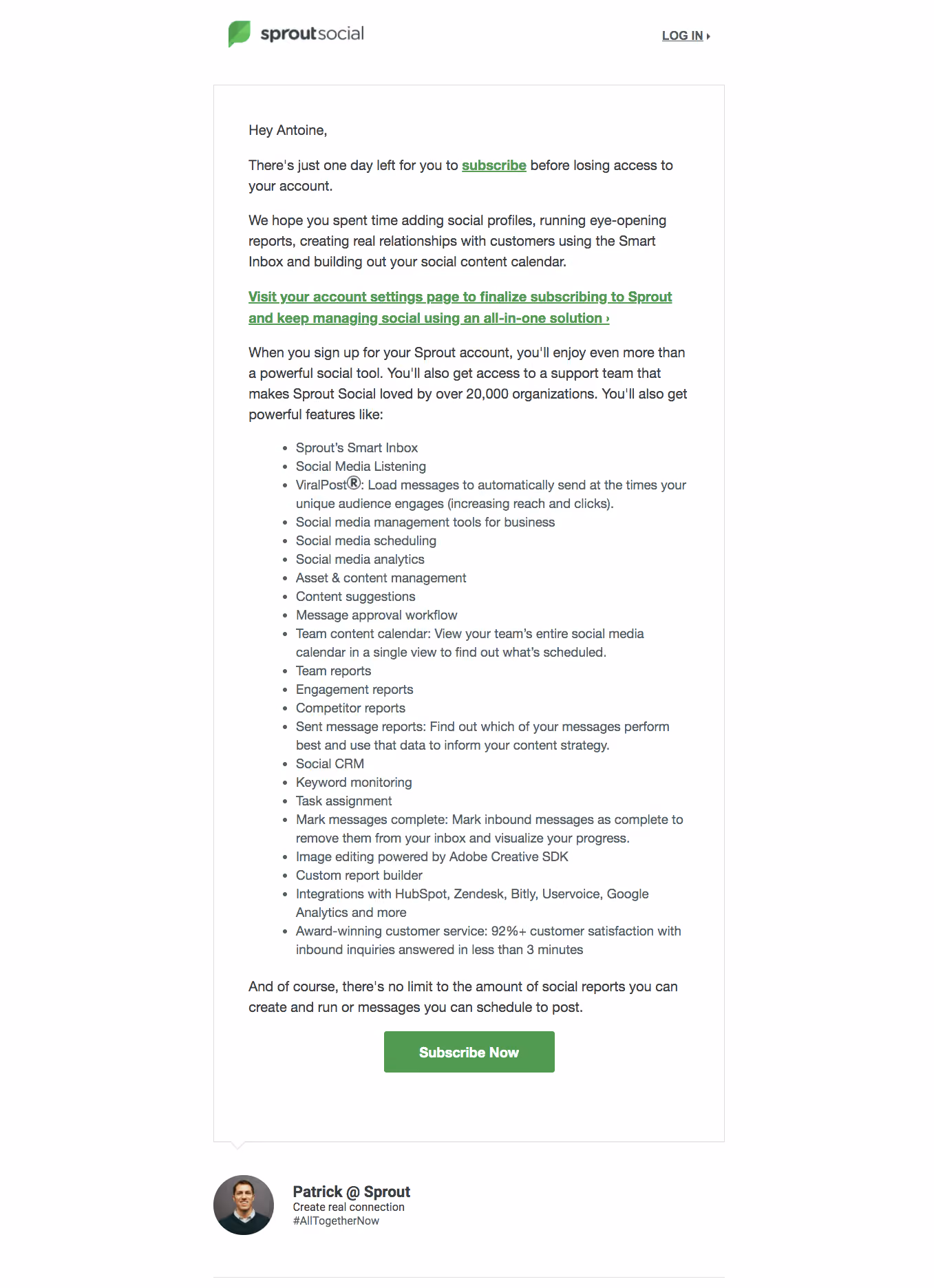 Sprout Social Free Trial Emails