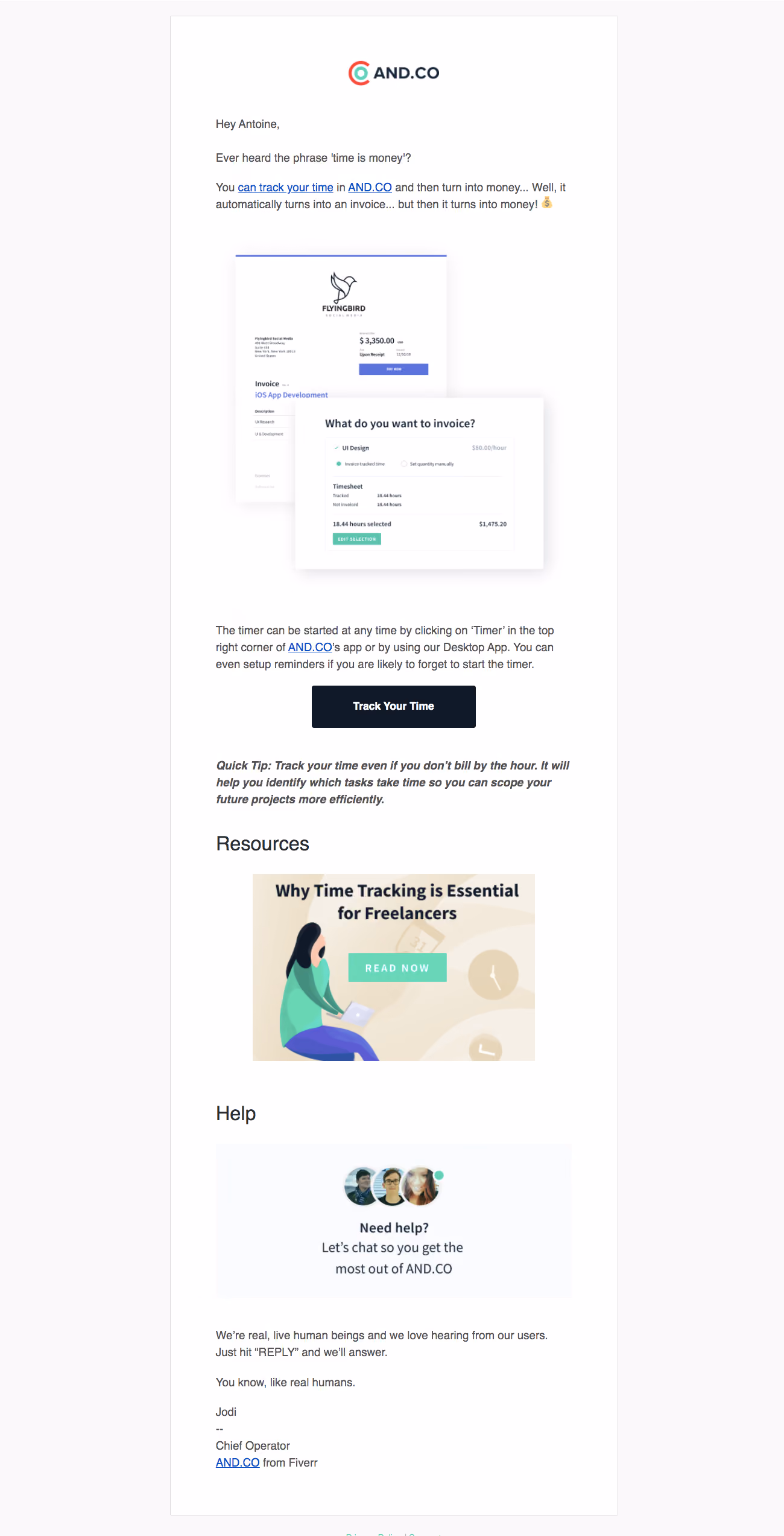 AND.CO Onboarding Email Flow