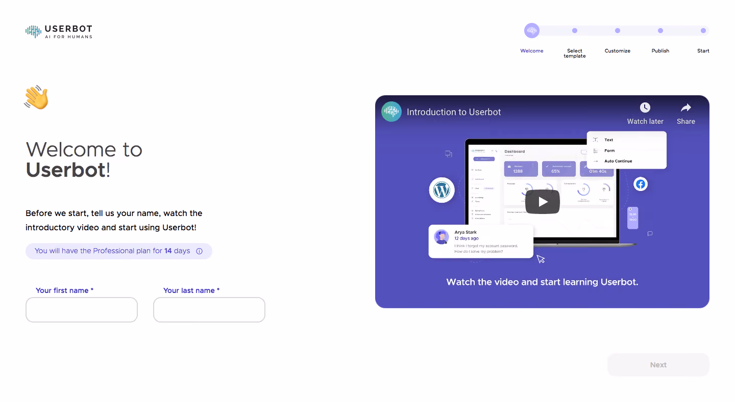 Userbot User Onboarding