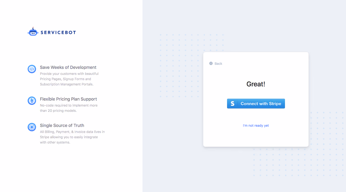 Billflow ervicebot Sign Up Flow