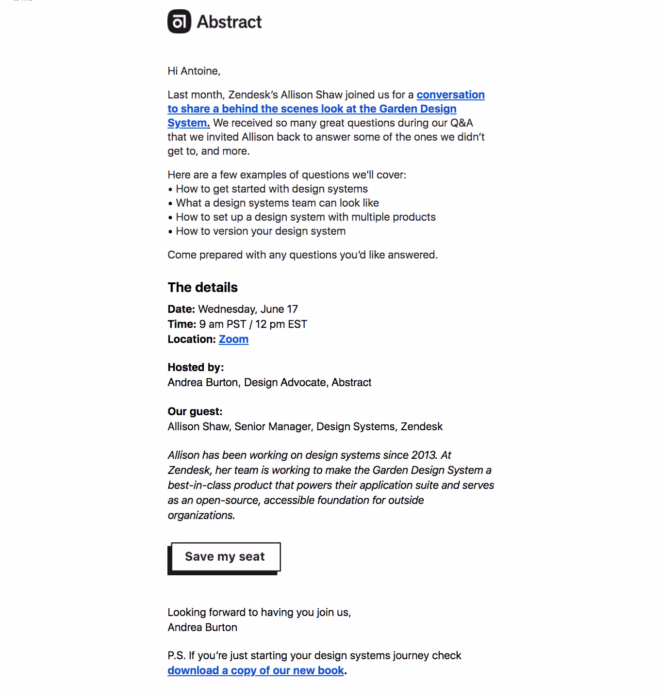 Abstract Webinar Emails