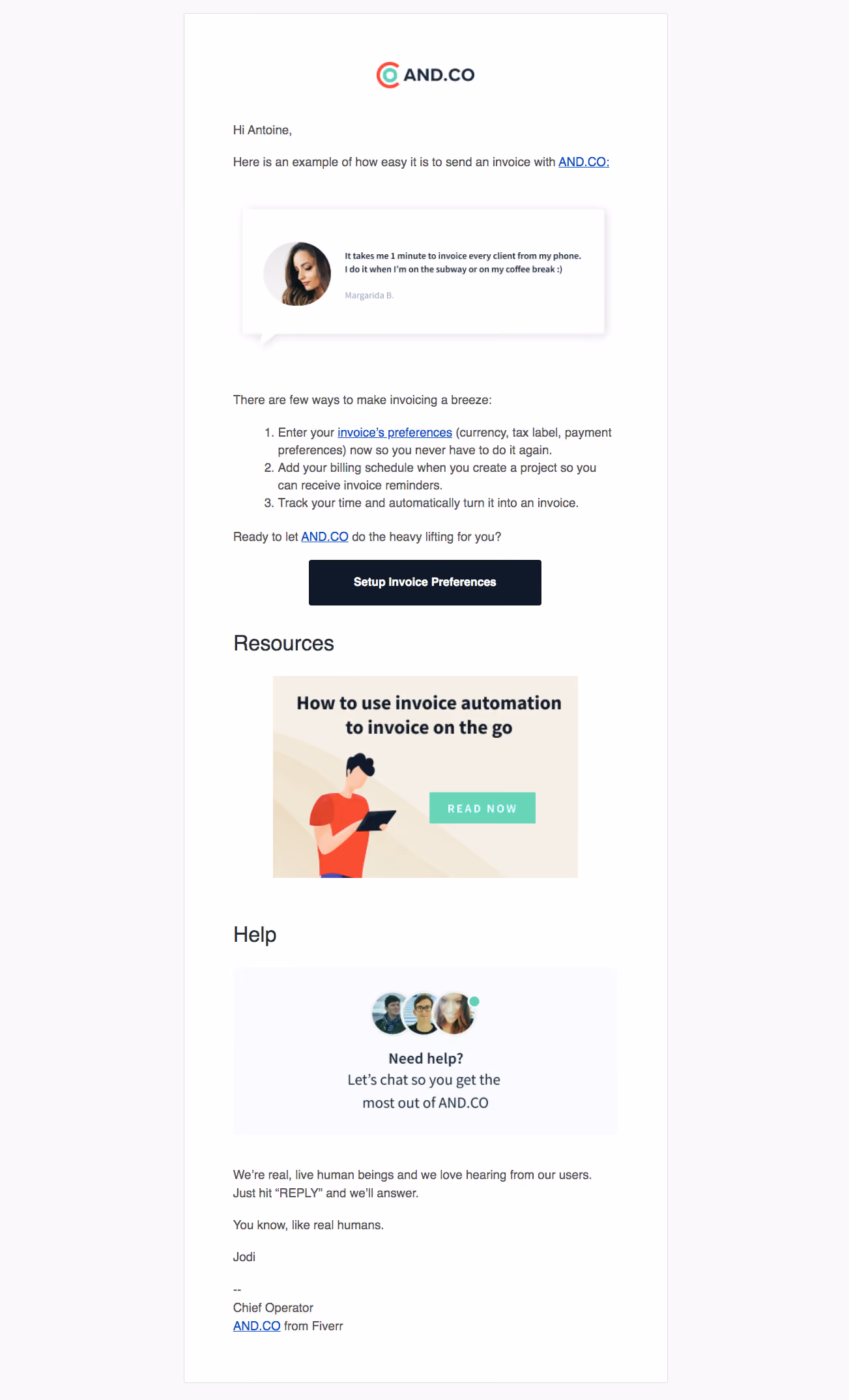 AND.CO Onboarding Email Flow