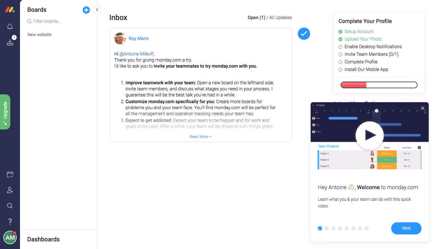 Monday User Onboarding