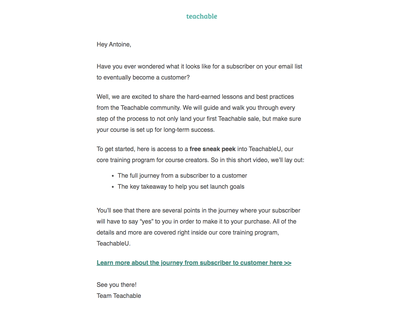 Teachable Onboarding Email Flow