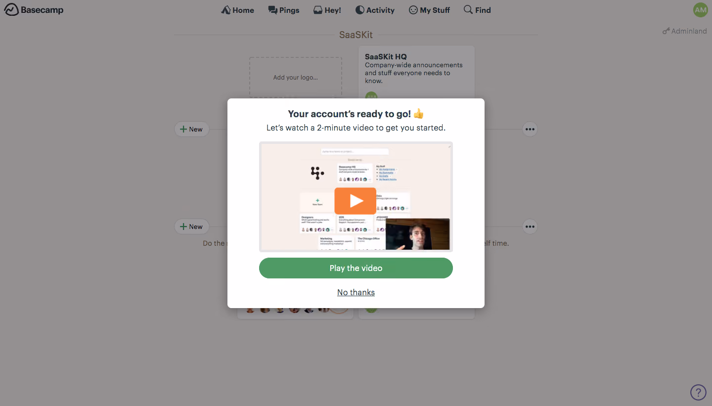 Basecamp Sign Up Flow