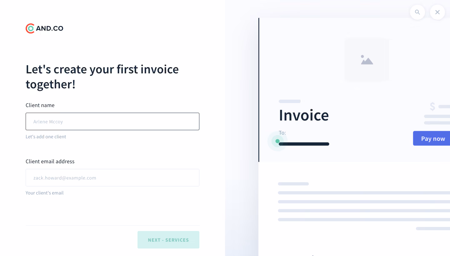 AND.CO Onboarding Flow