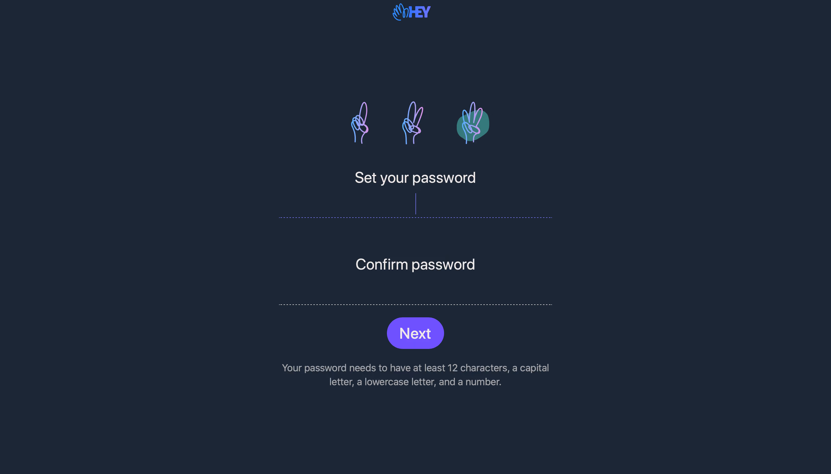 Hey Sign Up Flow