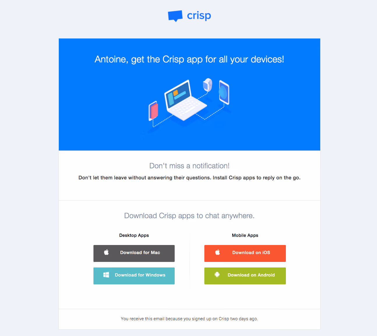 Crisp Onboarding Emails