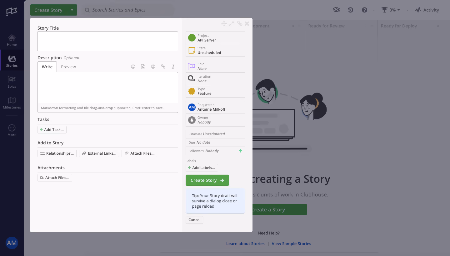 Shortcut lubhouse User Onboarding