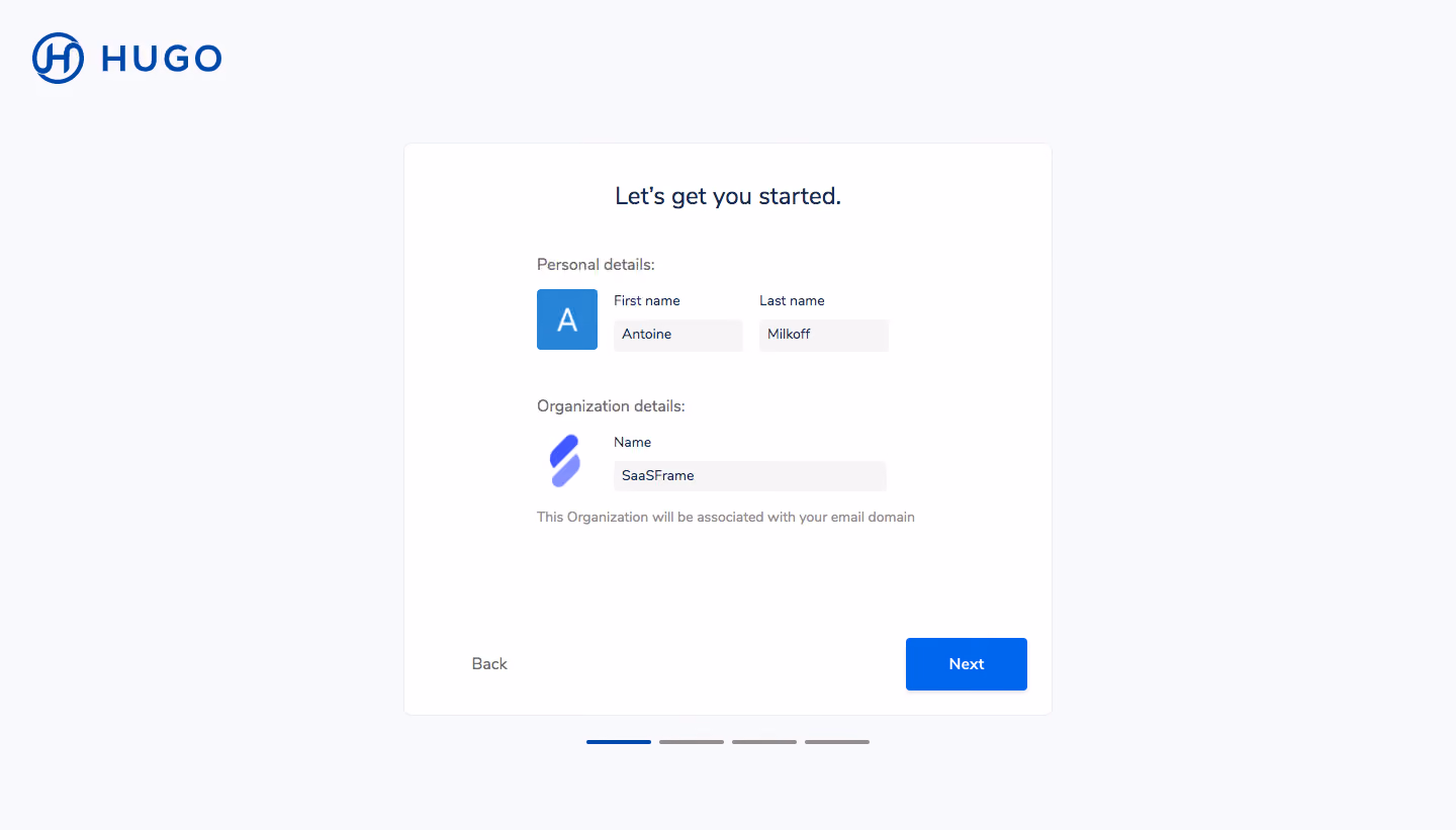 Hugo Sign Up Flow