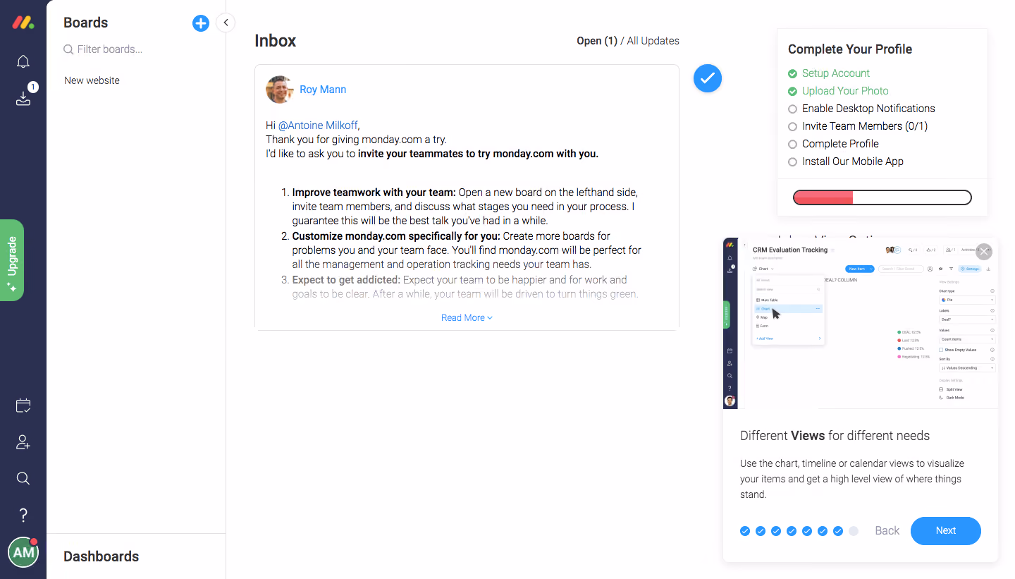 Monday User Onboarding