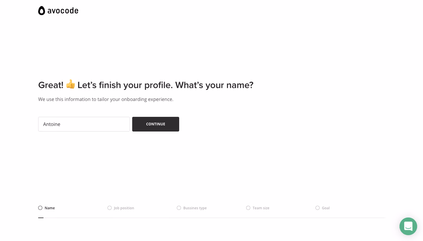 Avocode Sign Up Flow