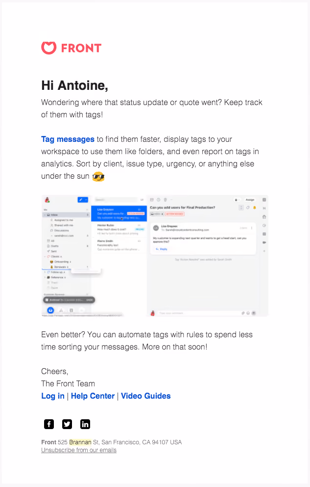 Front Onboarding Email Flow