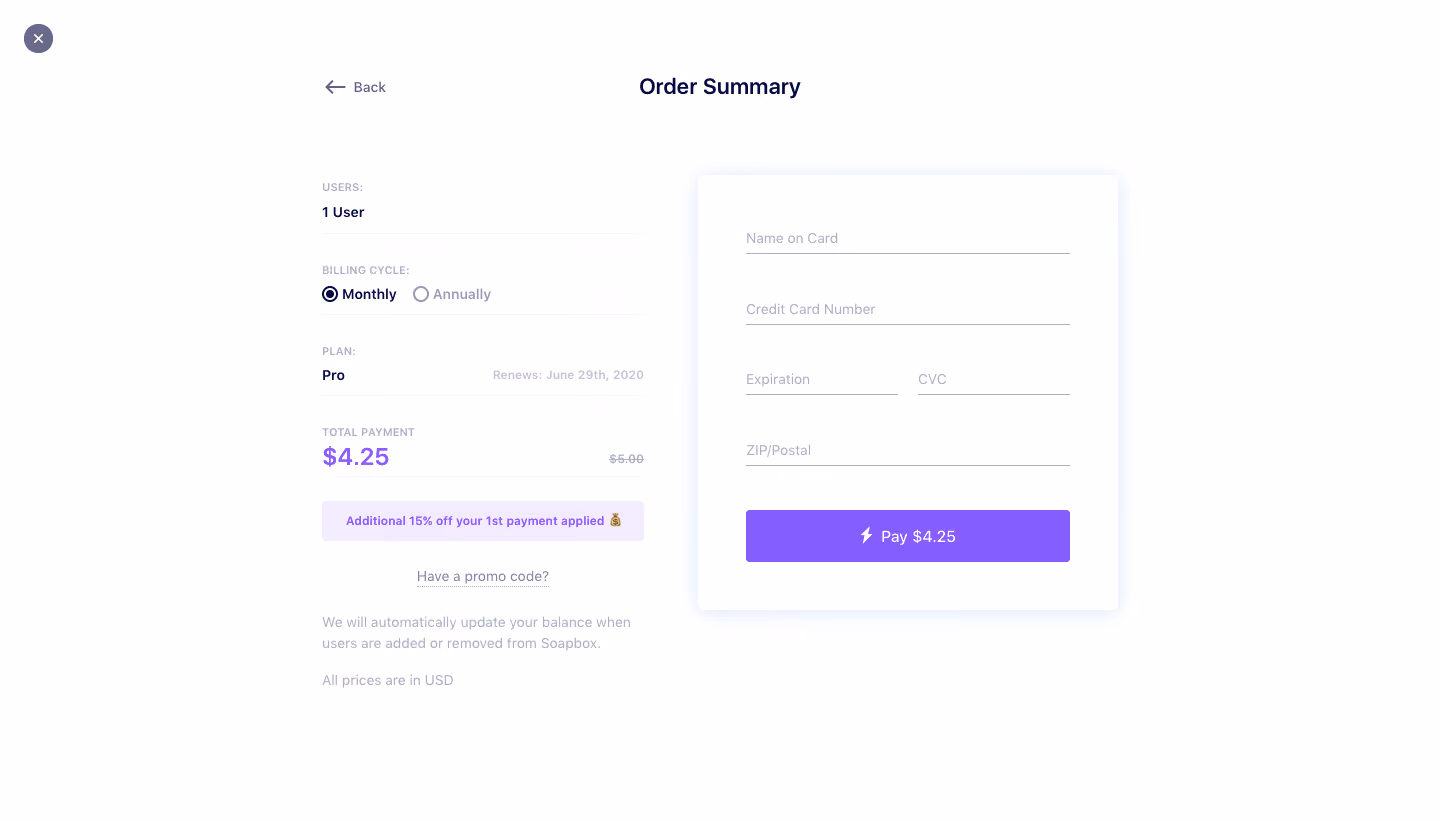 Hypercontext oapbox Checkout