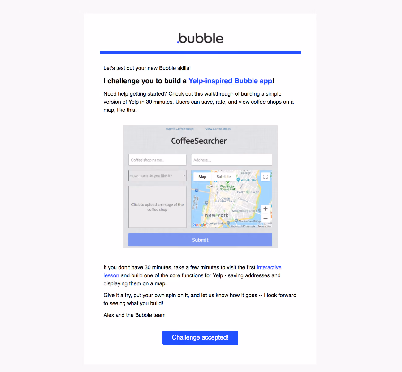 Bubble Onboarding Email Flow