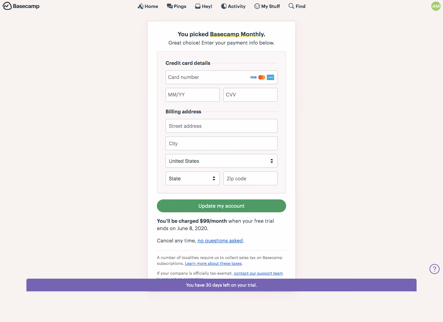 Basecamp Checkout