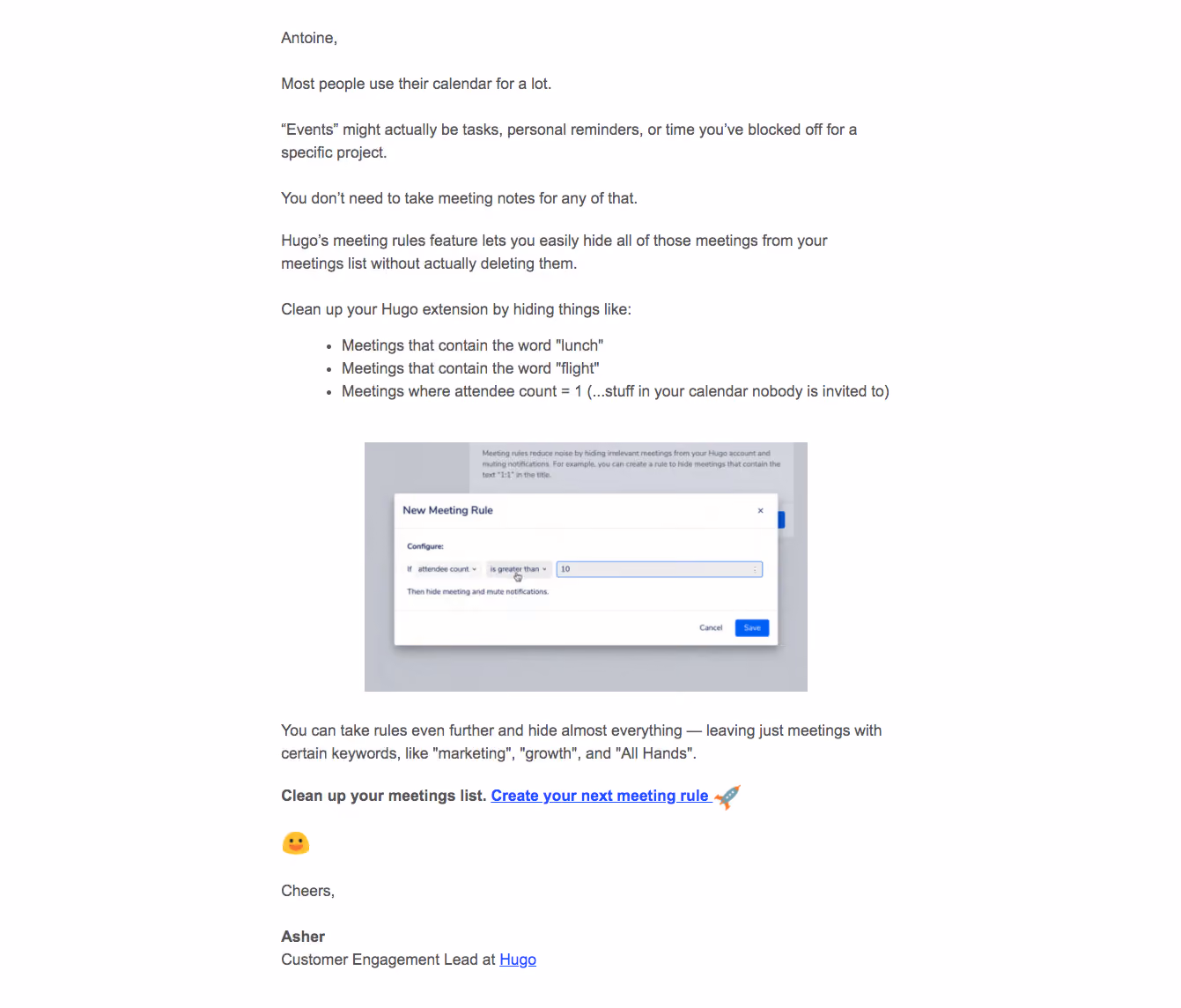 Hugo Onboarding Emails