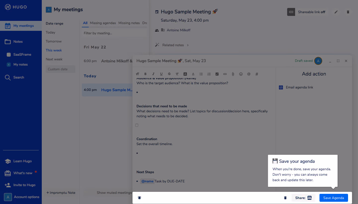 Hugo User Onboarding